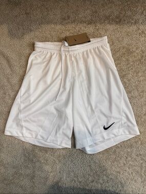 Nike Men’s White Athletic Shorts with Black Swoosh